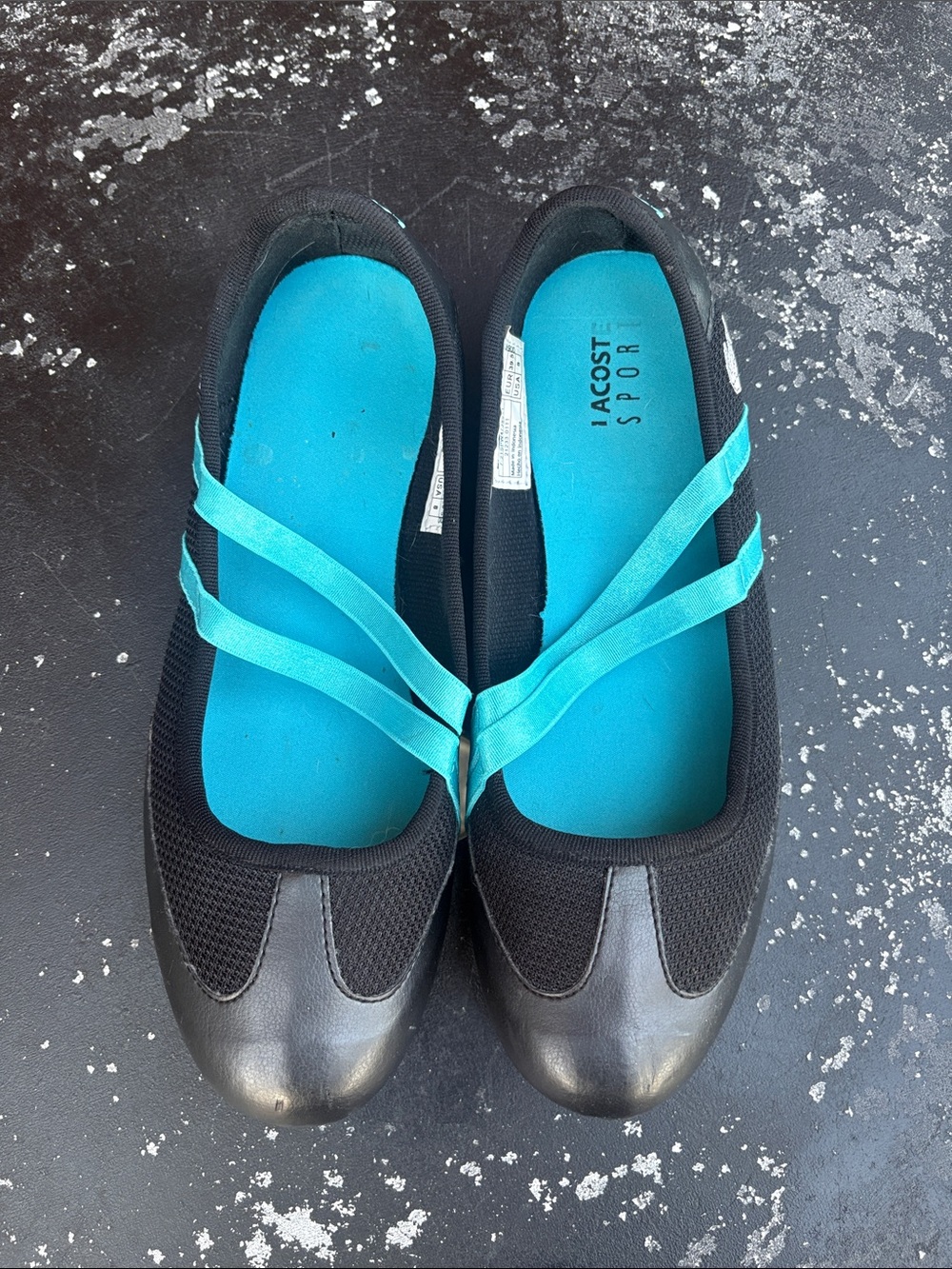 Women’s Lacoste Sport Black and Teal Sport Flats. Size 8 - Picture 2 of 7